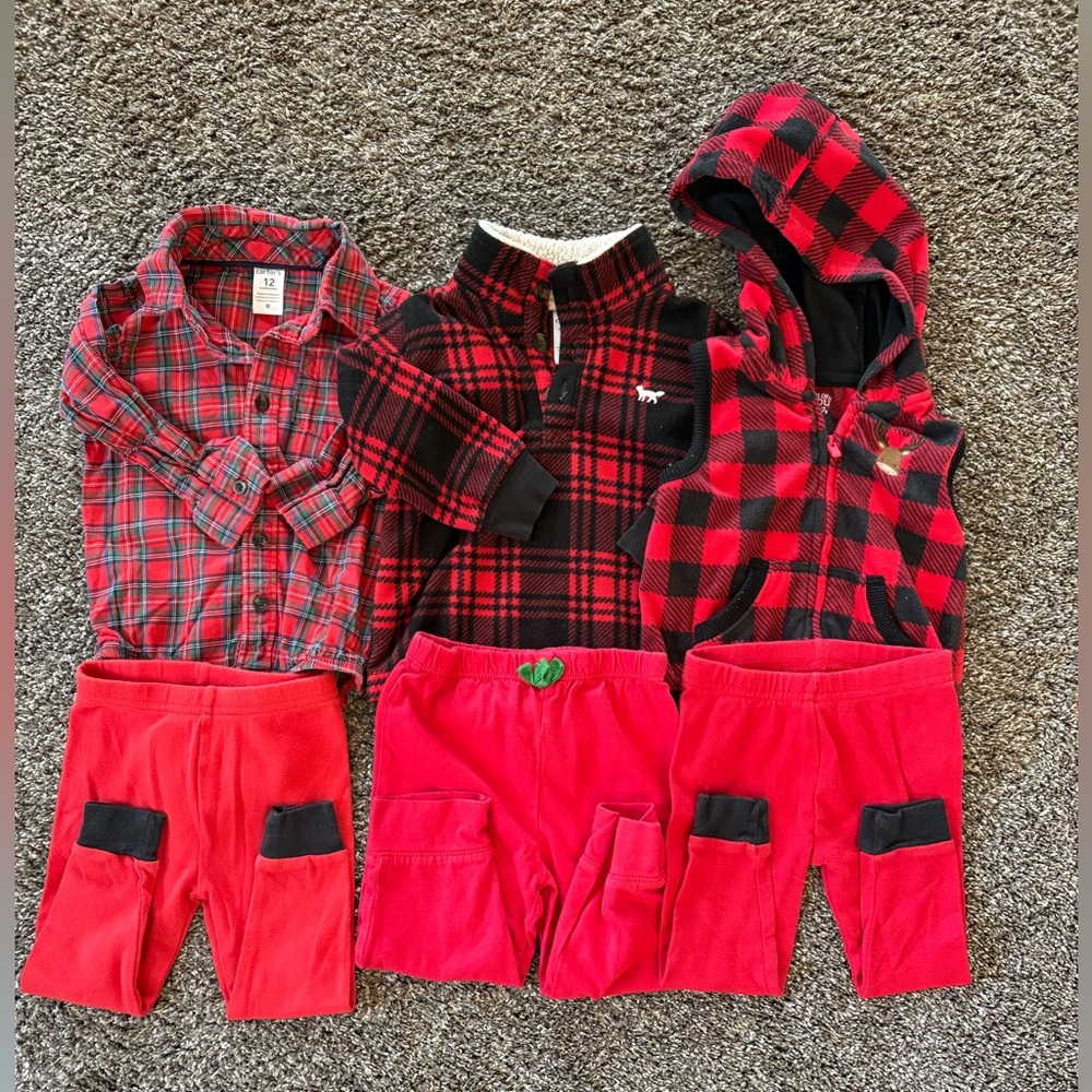 Carter's Infant Boy 12 month red and black holiday bundle